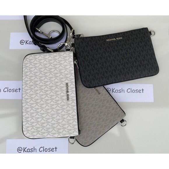 Michael Kors crossbody triple pouch medium MK signature purse black multi - Picture 11 of 11